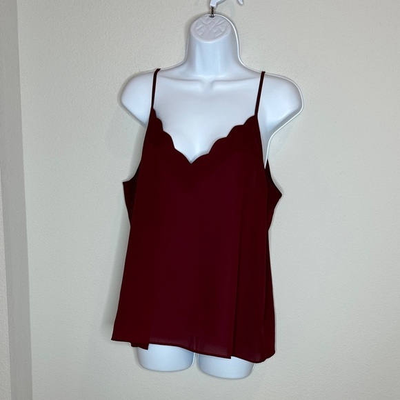Express Tops - Express Burgundy Scallop-Trim Cami